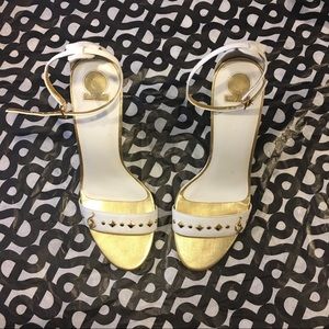 Baby Phat White and Gold Wedges